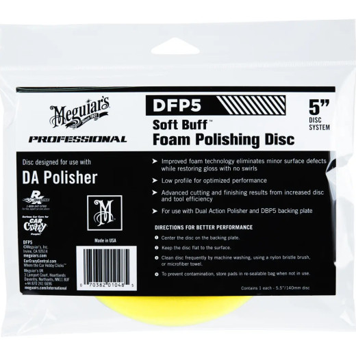 Полірувальний круг середньої жорсткості - Meguiar's DA Soft Buff Foam Polishing Pad 140 мм. жовтий (DFP5) Полірувальний круг середньої жорсткості - Meguiar's DA Soft Buff Foam Polishing Pad 140 мм. жовтий (DFP5)