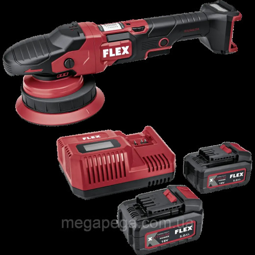 АКУМУЛЯТОРНА БЕЗЩІТКОВА ЕКСЦЕНТРИКОВА ПОЛІРУВАЛЬНА МАШИНА FLEX XFE 15 150 18.0-EC SET