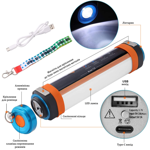 Акумуляторний ліхтарик-повербанк Litline T15 Акумуляторний ліхтарик-повербанк Litline T15