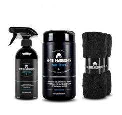 Засіб GentleMonkeys для очищення та консервації пластику 500 мл + мікрофібра 2 шт + Серветки для догляду за авто 20 шт