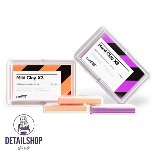 CARPRO Clays X3 Mild - м'яка глина для детейлінгу, 3 пачки по 100 г. CARPRO Clays X3 Mild - м'яка глина для детейлінгу, 3 пачки по 100 г.